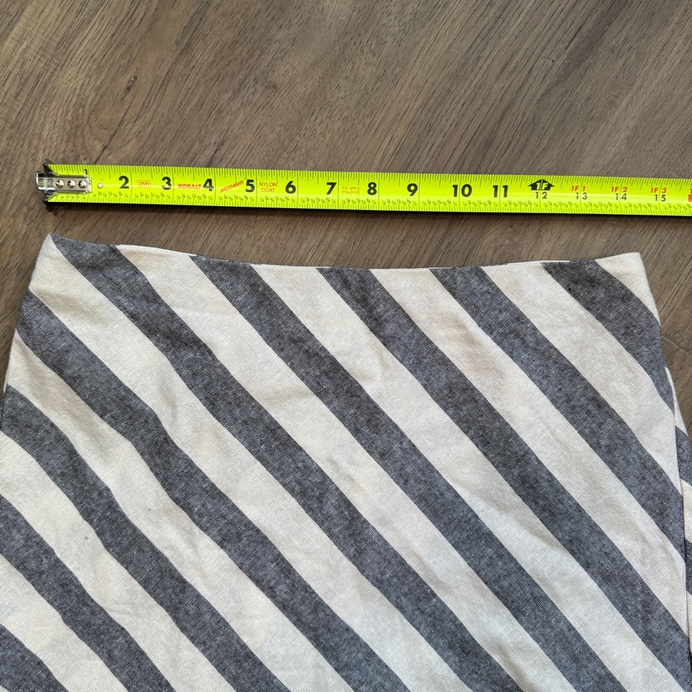 J. Crew Linen Striped Gray & Cream Midi Skirt - Size Small - Picture 3 of 9
